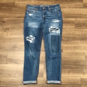 American Eagle Outfitters TomGirl Distressed No holes Blue Jeans size 6